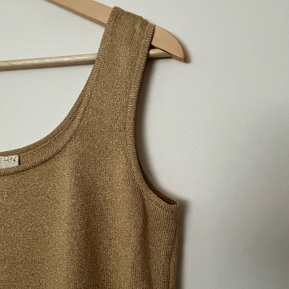St. John Basic Gold Metallic Knit Top, Vintage - image 5